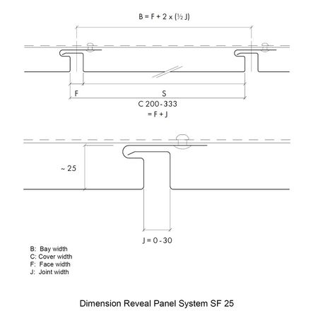 facade reveal panel measures drawing