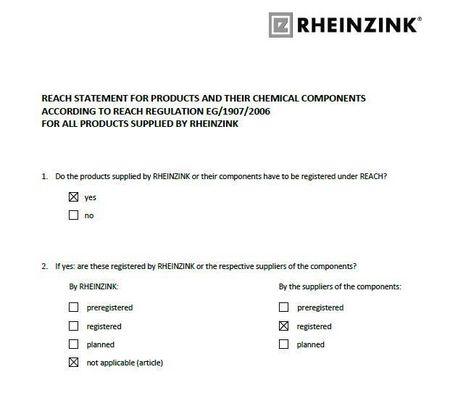 REACH - statement for products and their chemical components