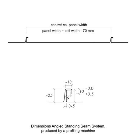 angled standing seam measures drawing