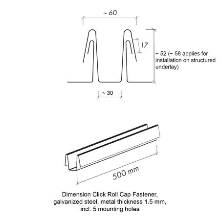 roof click roll cap fixing drawing